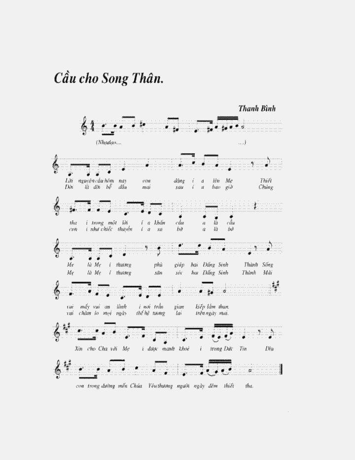 Sheet nhạc Cầu Cho Song Thân